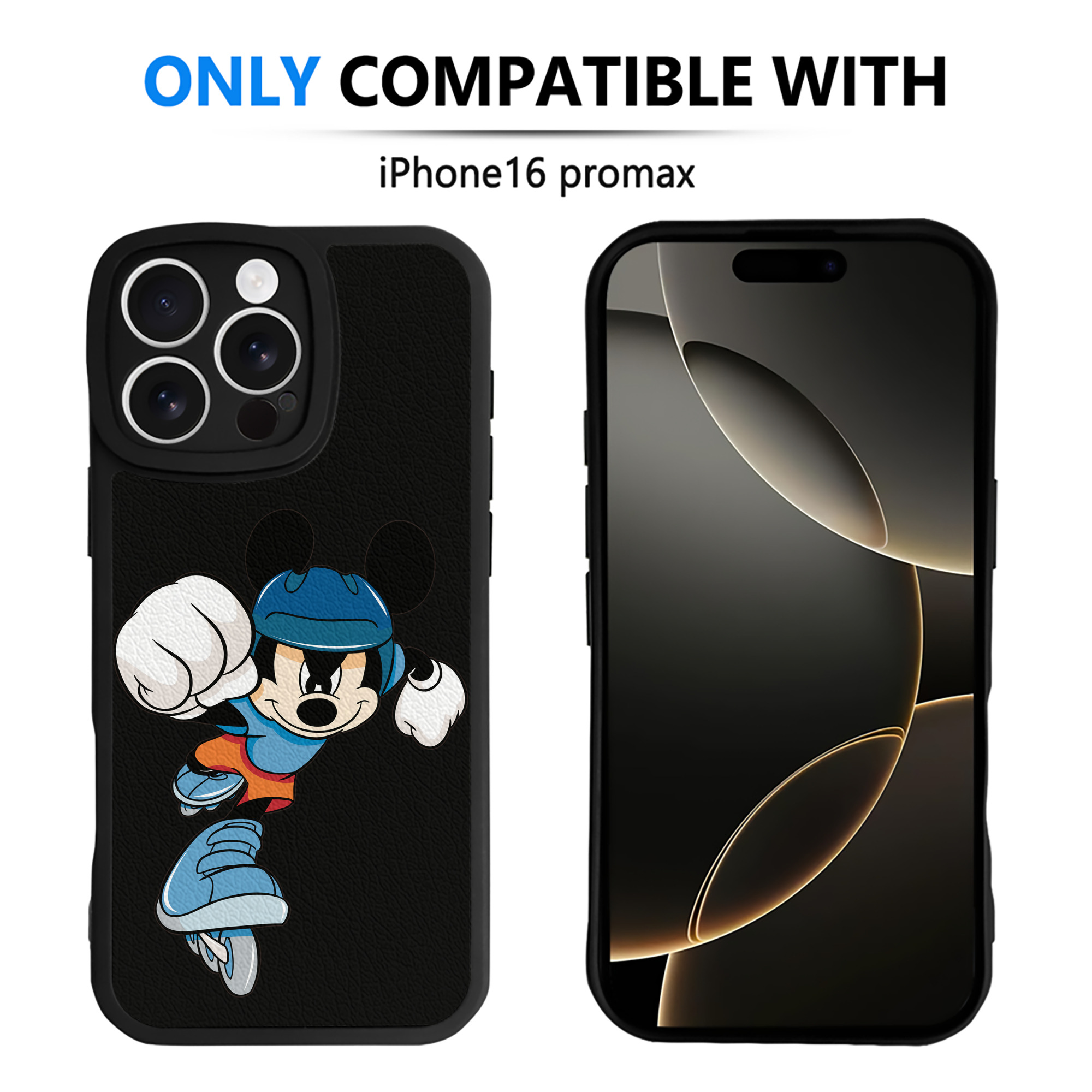 （画像用） ミッキーマウス Mickey Mouse 【iPhone 16シリーズ対応】シリコンスマホケース（レザー調） 材質：シリコン